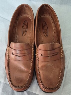 Boca Classics Men's 12 Tan Leather Penny Loafers Classic Preppy Slip On Shoe